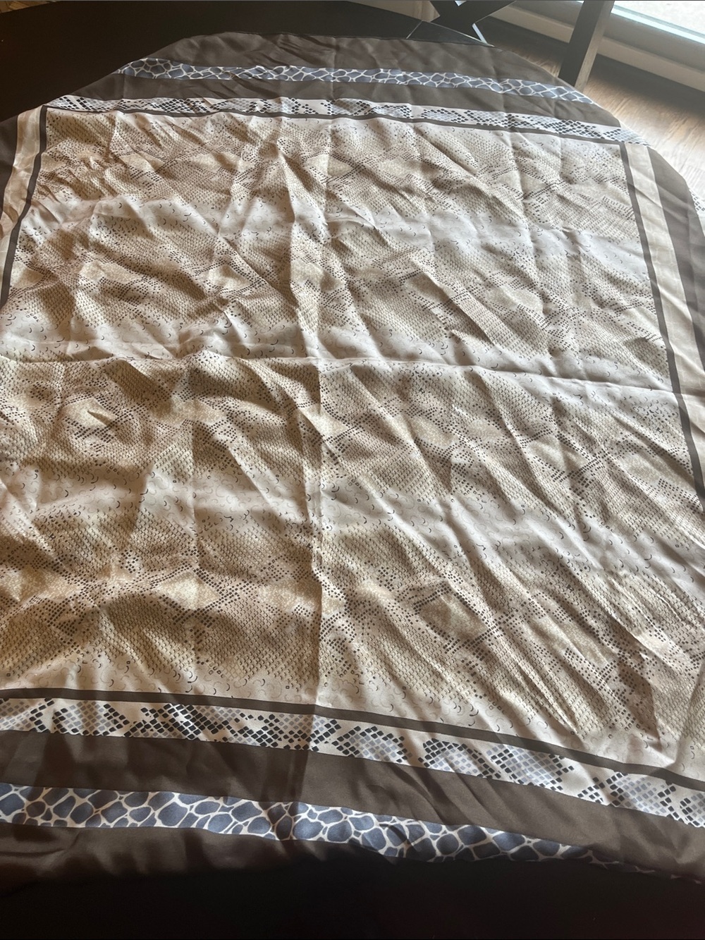 Talbots Brown and Cream Patterned Silk Scarf